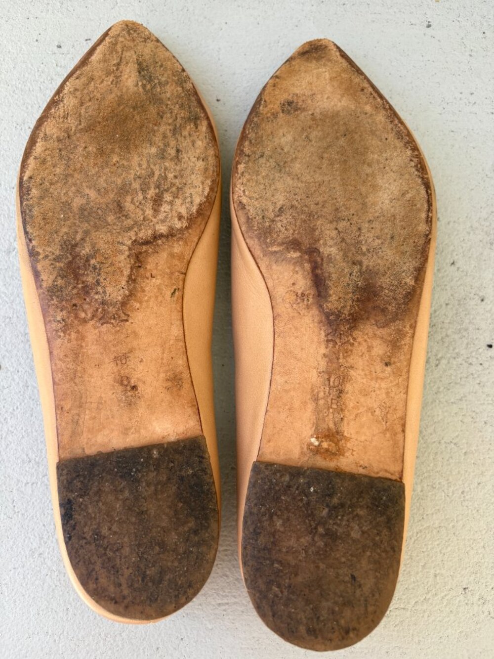 Loeffler Randall Nude Beige Leather Pointed Toe Ballet Flats Size 10 - Picture 2 of 13